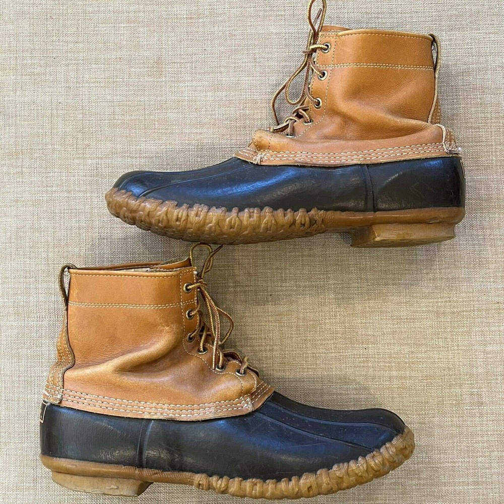 Vintage L.L. Bean Maine Hunting Shoe Men's Gumshoe Duck High Boots Size 12 Brown
